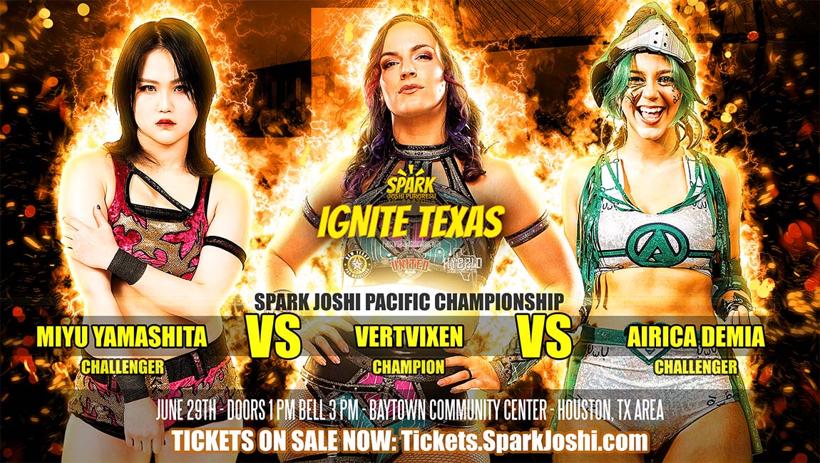 Miyu Yamashita vs VertVixen vs Airica Demia at Spark Joshi Ignite Texas